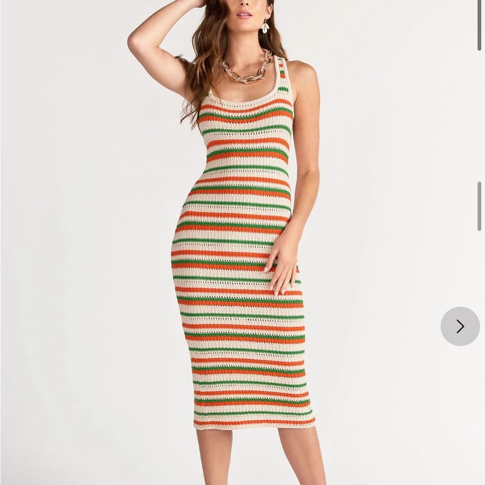 Lush Orange Brown Bodycon Midi Dress Sleeveless Scoop Neck